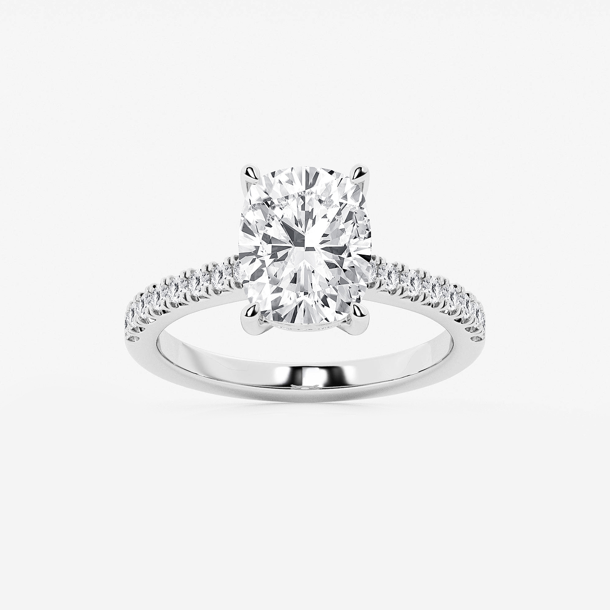 3 1/3 ctw Elongated Cushion Lab Grown Diamond Hidden Halo Engagement Ring